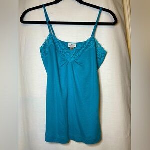NWT Worthington Turquoise Sea Blue Embellished Fitted Lace Camisole Size PM